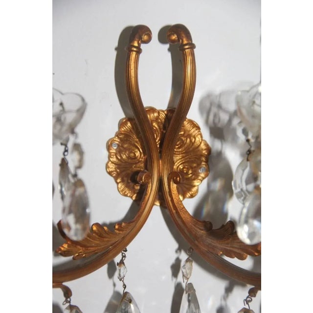 Mid-Century Italian Bronze & Crystal Sconces, 1950s, Set of 2 For Sale - Image 4 of 10