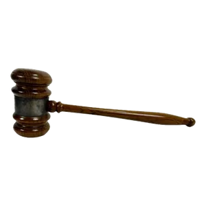 1930's Wooden Presentation Gavel With Engraved Sterling Silver Band American Speech Correction Assn.