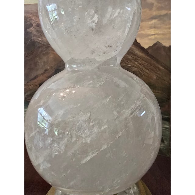 Mid-Century Modern 1990s Post Mid Century Modern Pair Rock Crystal Lamps - a Pair For Sale - Image 3 of 9