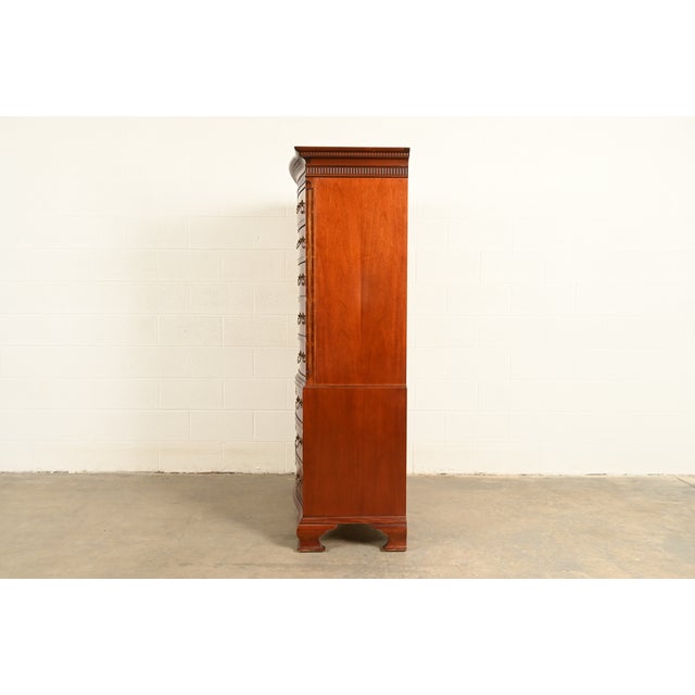 Baker Furniture Georgian Carved Mahogany Nine-Drawer Highboy Dresser, Circa 1980s For Sale - Image 12 of 14