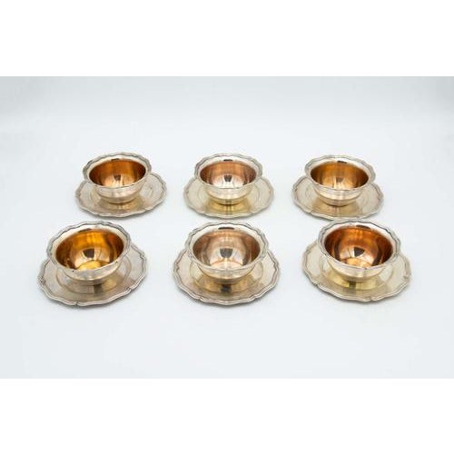 Silver Wash Basins with Plates, Set of 6 For Sale - Image 4 of 4
