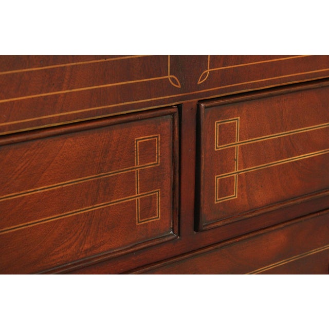 Edwardian Style Custom Mahogany Inlaid High Chest Of Drawers For Sale - Image 16 of 18