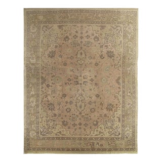 Antique Oushak Carpet, Handmade Oriental Rug, Soft, Taupe, Brown, Beige For Sale