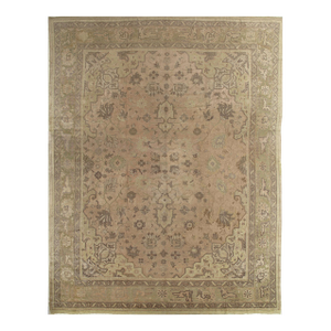 Antique Oushak Carpet, Handmade Oriental Rug, Soft, Taupe, Brown, Beige