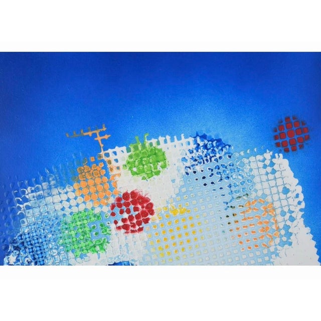 Blue Maryline Beauplet-Dornic Original Abstract Painting Signed Contemporary French “Cross Ii” For Sale - Image 8 of 10