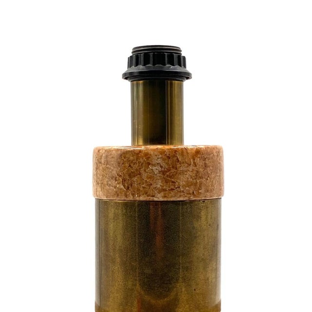 Hollywood Regency Pink Granite and Brass Table Lamp Base, Italy, 1970s For Sale - Image 16 of 18