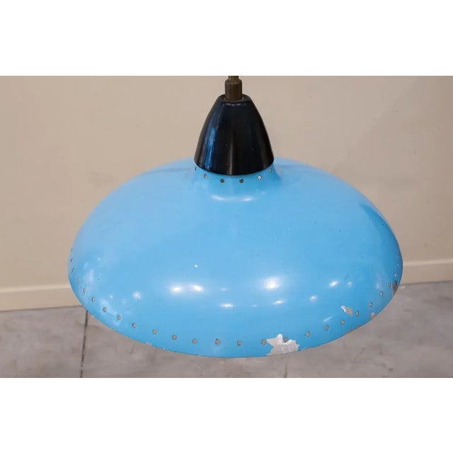 Mid-Century Metallic Roof Lamp Lacquered in Intense Blue, 1950s For Sale - Image 4 of 9