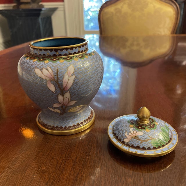Cloisonné Lidded Jar For Sale - Image 4 of 5