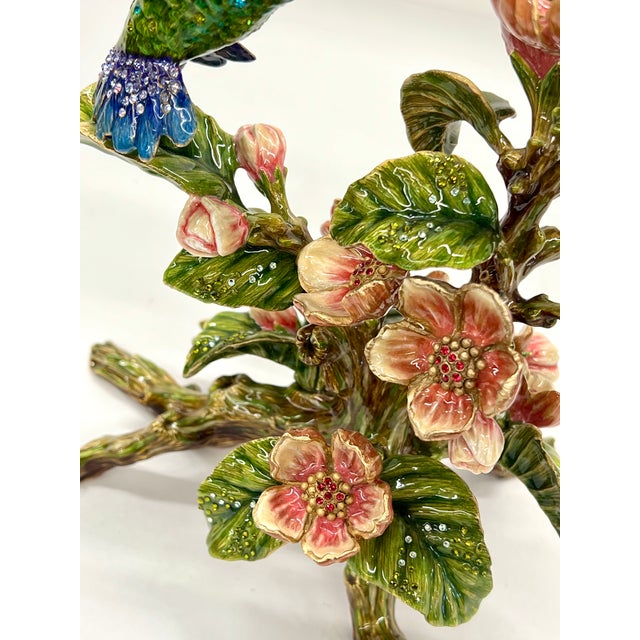 Jay Strongwater Dawn Hummingbird Tableau With Swarovski Crystals - Flora and Fauna Collection For Sale - Image 15 of 18