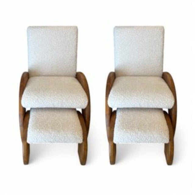 Beige Lounge Chairs and Ottomans in Bouclé, Set of 4 For Sale - Image 8 of 10