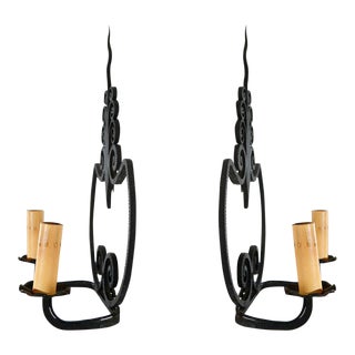 Iron European Wall Sconces - a Pair For Sale