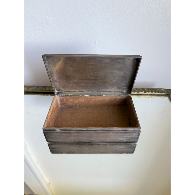 1930s Vintage Art Deco Sterling Silver Engine Turned Apollo Silver Co Vanity Box 1930s For Sale - Image 5 of 13