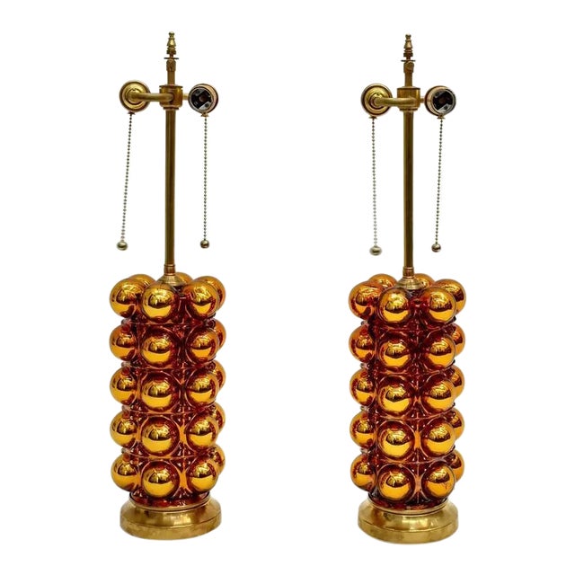 Gold Mercury Glass Bubble Lamps - A Pair For Sale