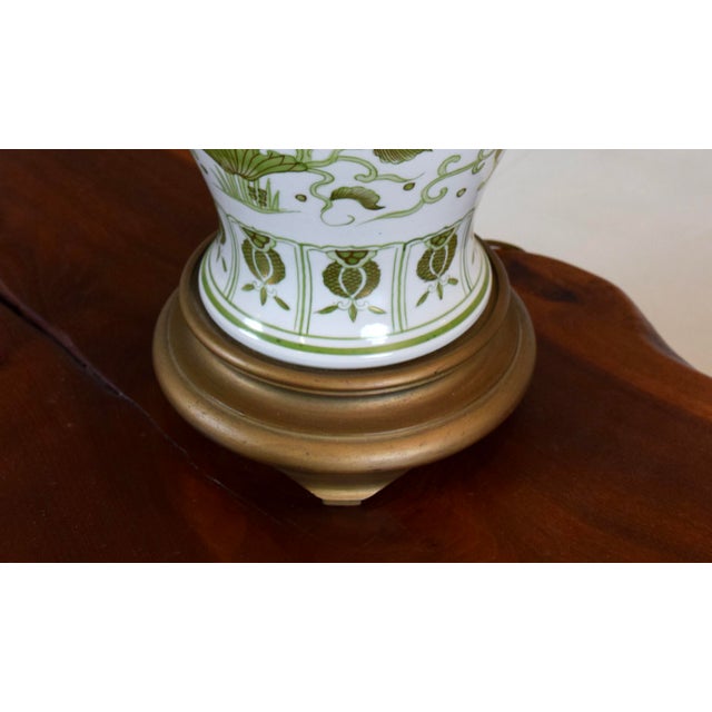 Vintage Chinese Porcelain Hand Painted Artichoke Table Lamps Ginger Jars, Pair For Sale - Image 11 of 11