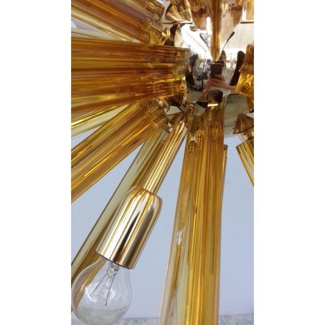 Italian Amber Murano Glass Triedro Chandelier from Simoeng For Sale - Image 4 of 6