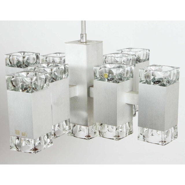 Silver Brushed Aluminum Chandelier in the Style of Kalmar For Sale - Image 8 of 10