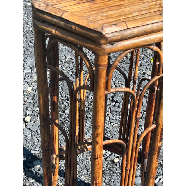 Contemporary Vintage Bamboo and Rattan 6 Sided End Table or Stand For Sale - Image 3 of 12
