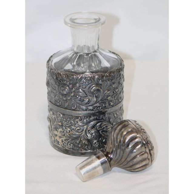 Beautiful Antique 19th Cen. Derby Quadruple Plate Repousse Decanter For Sale - Image 4 of 6