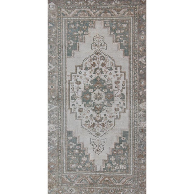 Vintage Turkish Oushak Rug With Pale Sage, Soft Taupe, and Ivory 6'4 X 11'2 For Sale - Image 4 of 11
