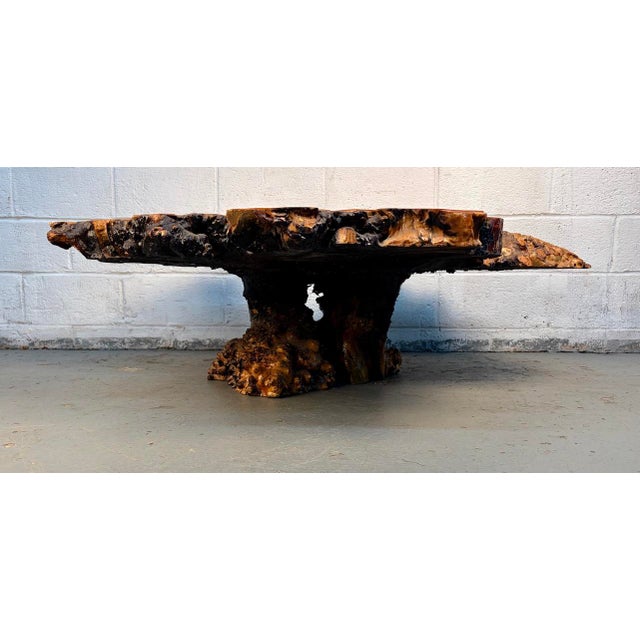 Late 20th Century Live Edge Burl Wood Coffee Table With Glitter Epoxy For Sale In New York - Image 6 of 13