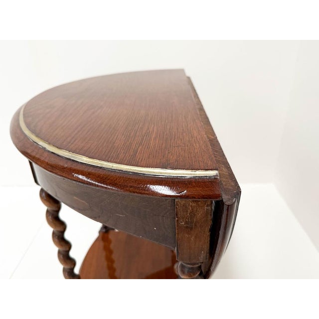 Antique Oak Drop-Leaf Side Table with Barley Twist Legs, 1920s For Sale - Image 4 of 11