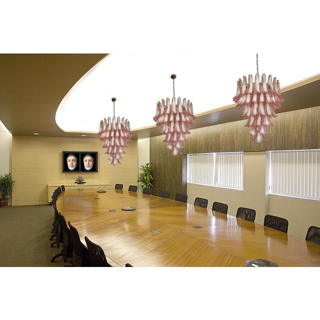 1990s Italian Petal Chandeliers in Murano, Set of 2 For Sale - Image 5 of 17