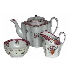 Late 18th Century Georgian English New Hall Porcelain Tea Set- 3 Pieces