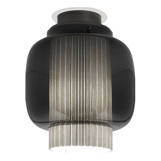 Graphite Matte-Grey Manila C Pe Celling Lamp in Steel, Glass and Fabric by Sebastian Herkner for Parachilna For Sale