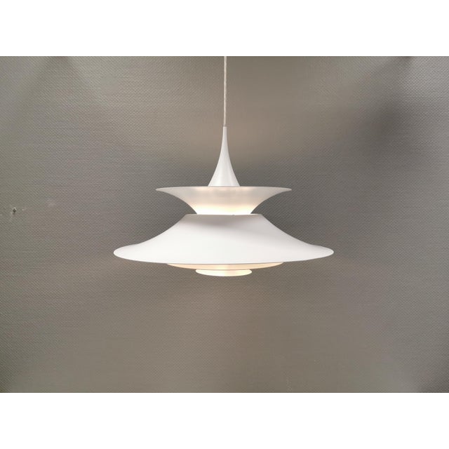 Vintage Scandinavian Radius Hanging Lamp in White Metal by Erik Balslev for Fog & Mørup, 1970s For Sale - Image 6 of 14