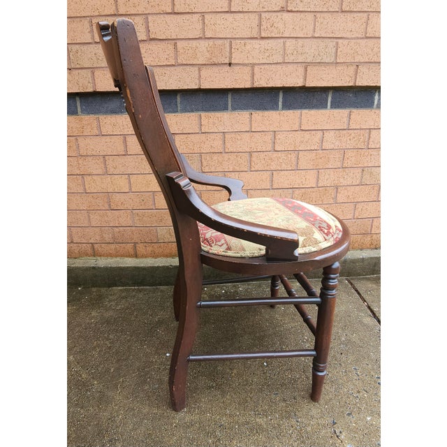 Late 19th Century Late 19th C. Victorian Walnut and Tapestry Upholstered Seat Side Chair For Sale - Image 5 of 7