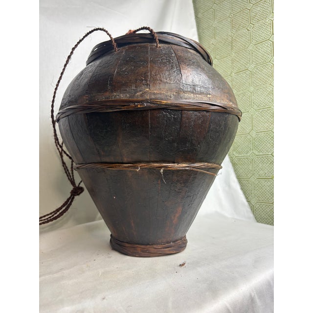 Tribal Antique Wooden Wine Jug For Sale - Image 3 of 7