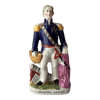 Antique Rare Spelling Error Staffordshire General Napier Porcelain Figurine For Sale