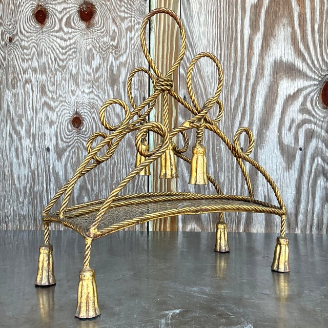 Mid 20th Century Vintage Regency Twisted Tassel Newspaper Holder For Sale - Image 5 of 7