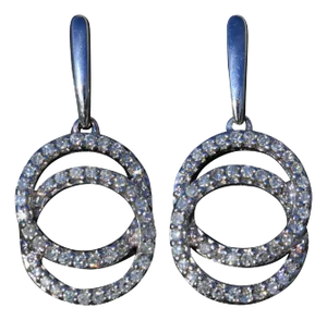 The Francines: Ladies 14K White Gold and Diamond Dangler Earrings, 2 Pieces