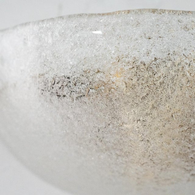 Handmade Murano Glass Wall Sconce in Clear Color, Artistic Glass Leaf with Grit, 1980s, Set of 2 For Sale - Image 11 of 12