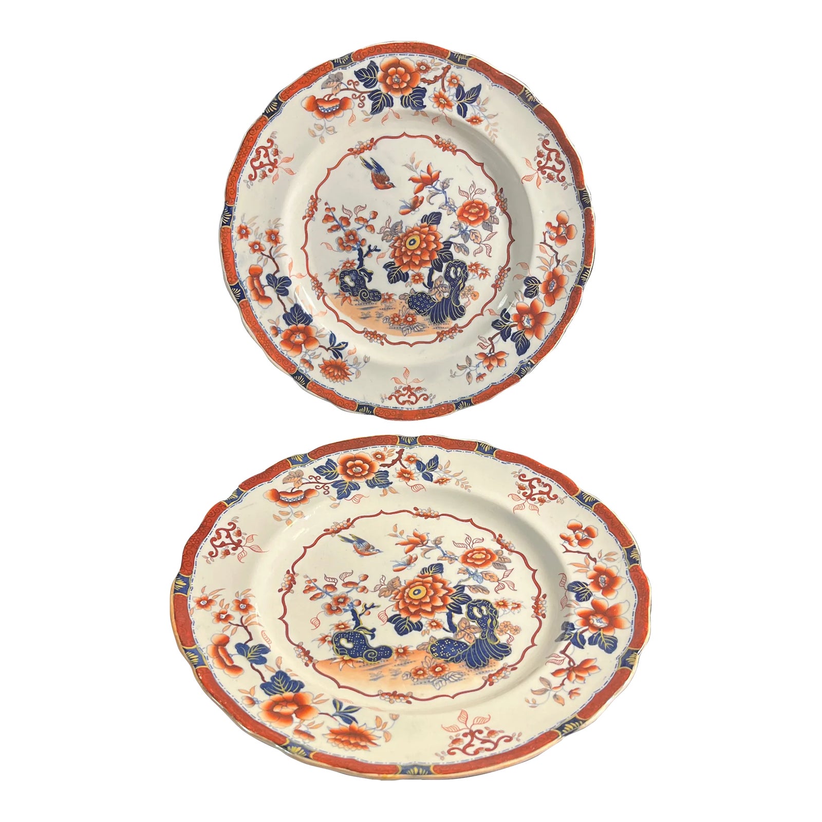 Antique Minton Oriental Japan Ironstone Plates- Set of 2 | Chairish