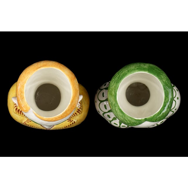Pair Italian Horchow Faience Ceramic Busts Vintage Mid Century For Sale In Tampa - Image 6 of 9