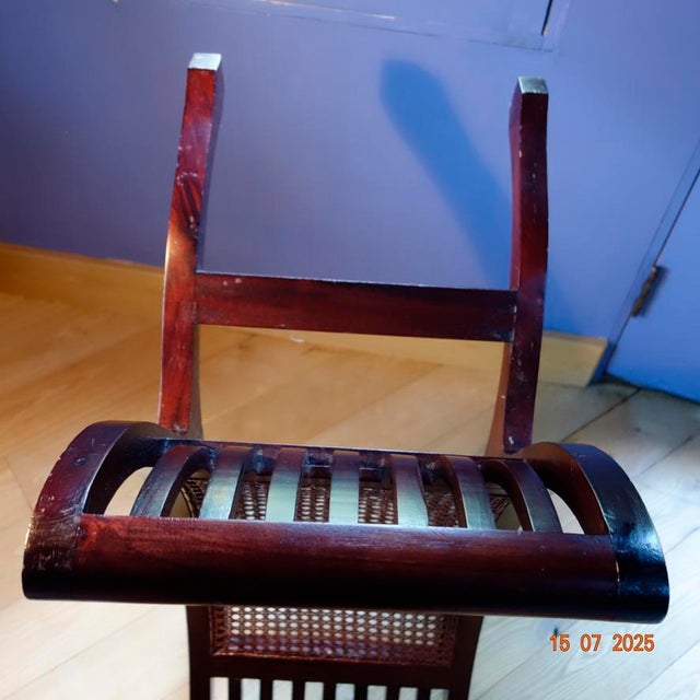 1950s Curule Bench W/Cane For Sale - Image 9 of 16