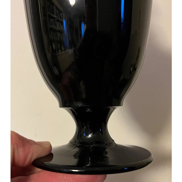 Neoclassical Black Amethyst Glass Urn With Cover For Sale - Image 3 of 13