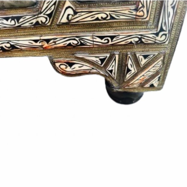 Ivory 19th Century Extra Large Antique Moroccan Trunk Moorish Design For Sale - Image 8 of 12