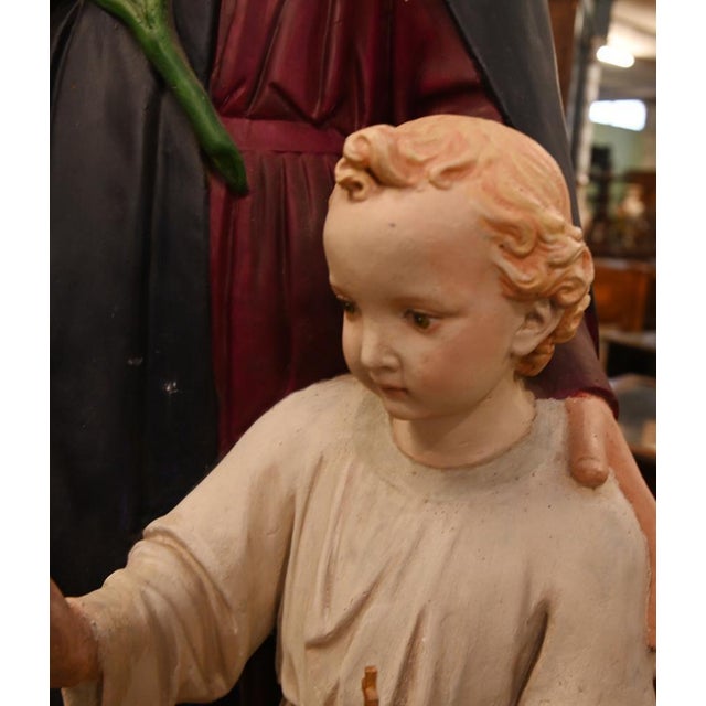 Lifesize Italian Mary and Joseph & Jesus Statues, 1920s, Plaster, Set of 2 For Sale - Image 13 of 18
