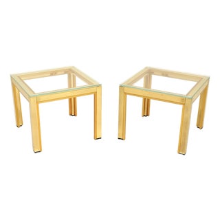 Vintage Italian Brass Side Tables attributed to Renato Zevi, 1970, Set of 2 For Sale