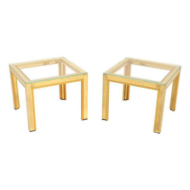 Vintage Italian Brass Side Tables attributed to Renato Zevi, 1970, Set of 2 For Sale
