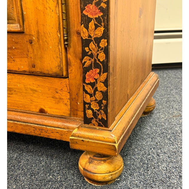 1990s Drexel Pinehurst Farmhouse Style Paint Decorated Armoire For Sale - Image 5 of 12