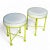 Pair of Mid Century Faux Bamboo Stools in the Style of Phyllis Morris – Green Metal & White Vinyl For Sale - Image 10 of 12
