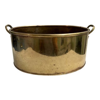 Vintage English Brass Preserve Pot or Planter For Sale