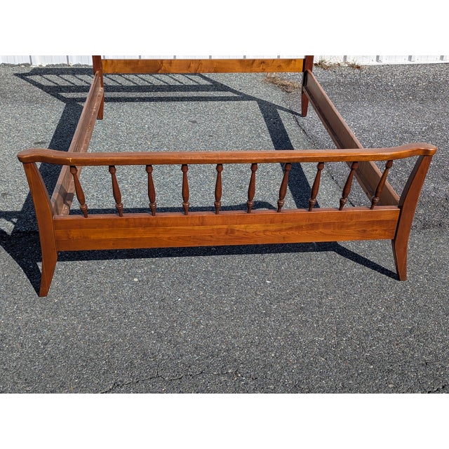 American Vintage Cherrywood Shaker Style Full Bedframe For Sale - Image 3 of 10