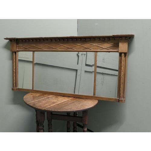 Regency Triple Plate Gilt Mirror or Over Mantle The Regency gilt Frame is a rectangular shape, it has decorative Gold...