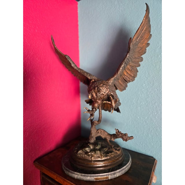 Late 20th Century Owl, Finest Us Lost Wax Bronze Statue Signed Jules Moigniez ~ Large For Sale - Image 4 of 9