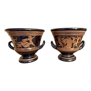 19th Century Italian Grand Tour Red-Figure Chalice Krater in Attic Style, 1880, Set of 2 For Sale